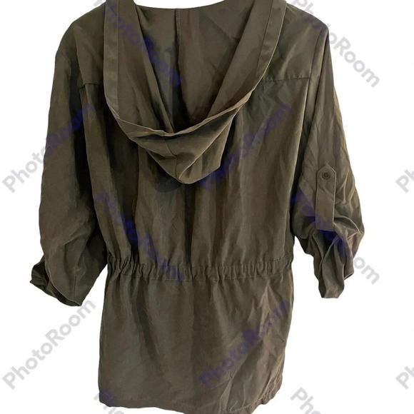 Poetry light green jacket size medium with hood - Picture 2 of 5
